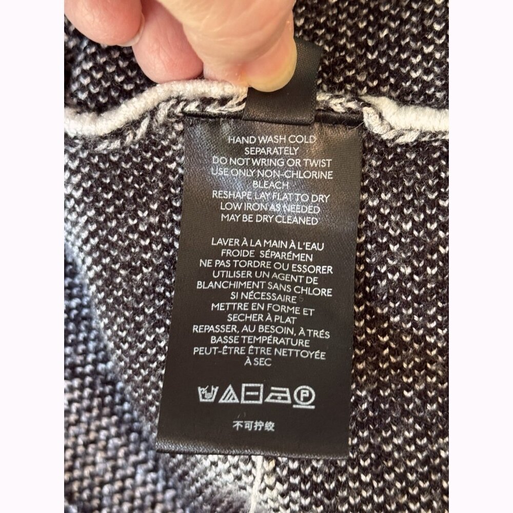 Maeve Anthropologie Womens Gray Black Poncho Sweater XS/S Cozy Cowl Neck Viscose - Picture 7 of 10